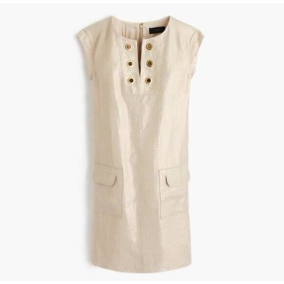 J. Crew Shift Dress Linen Gold Mini - Picture 11 of 11